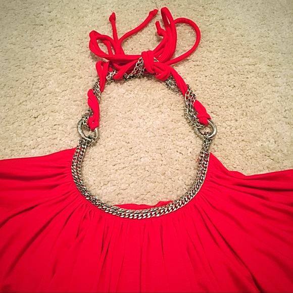 Red Halter Top with Metal Details - Picture 3 of 3